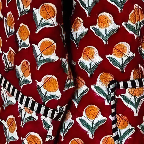 Detalle de la chaqueta Granate con naranja